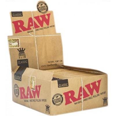 RAW KING SLIM CLASSIC CIGARETTE ROLLING PAPERS 50CT/PACK